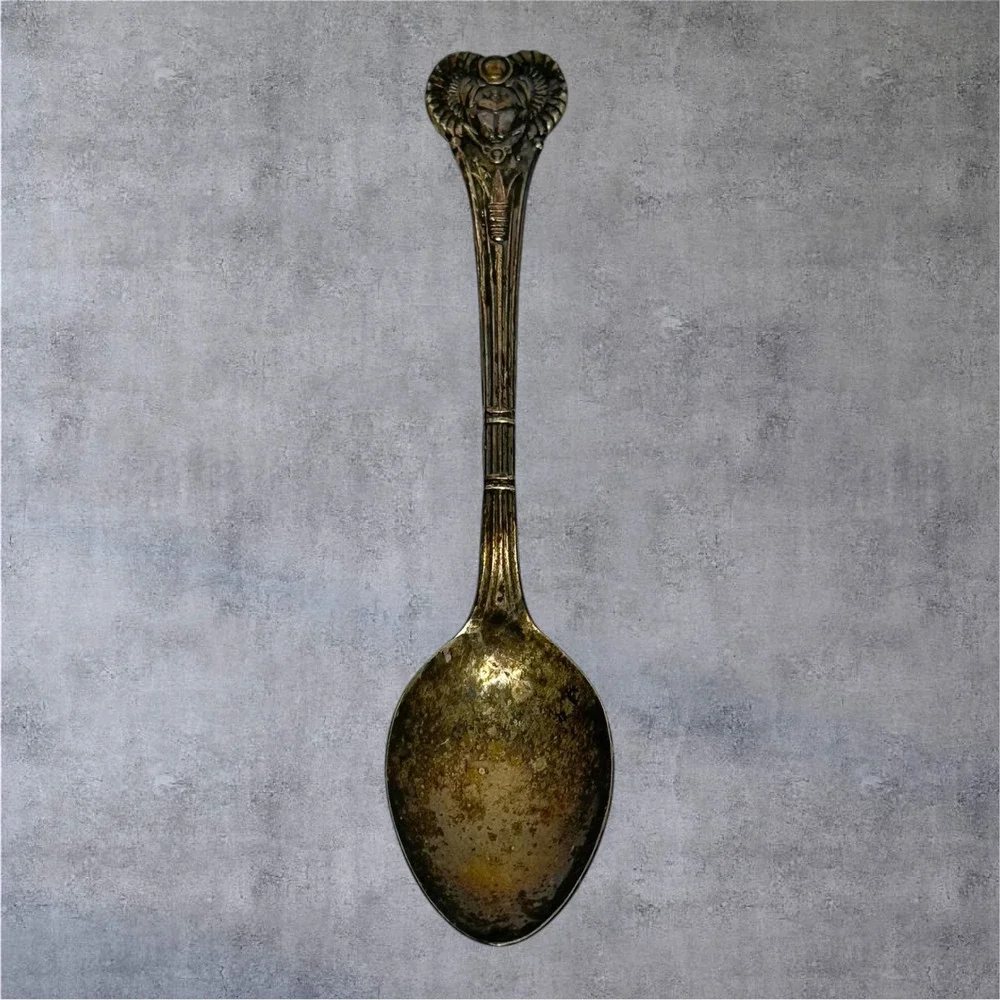 HTF Vintage Everts Spoon‎ Egyptian Revival Scarab Silverplate Souvenir